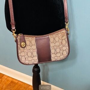 Coach Tan and Brown Signature Shoulder Bag
